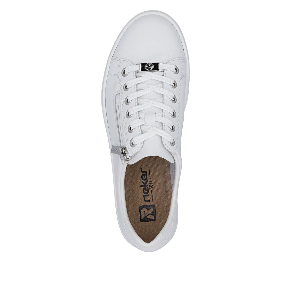 Rieker Womens White Smooth Leather Trainers