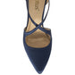 Lotus Willow Navy Blue Satin Crossover Heeled Court Evening Bridal Prom Shoes
