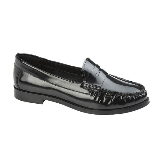 Cipriata Ladies Nicolina Black Slip On Hi-Shine Leather Loafer Shoes