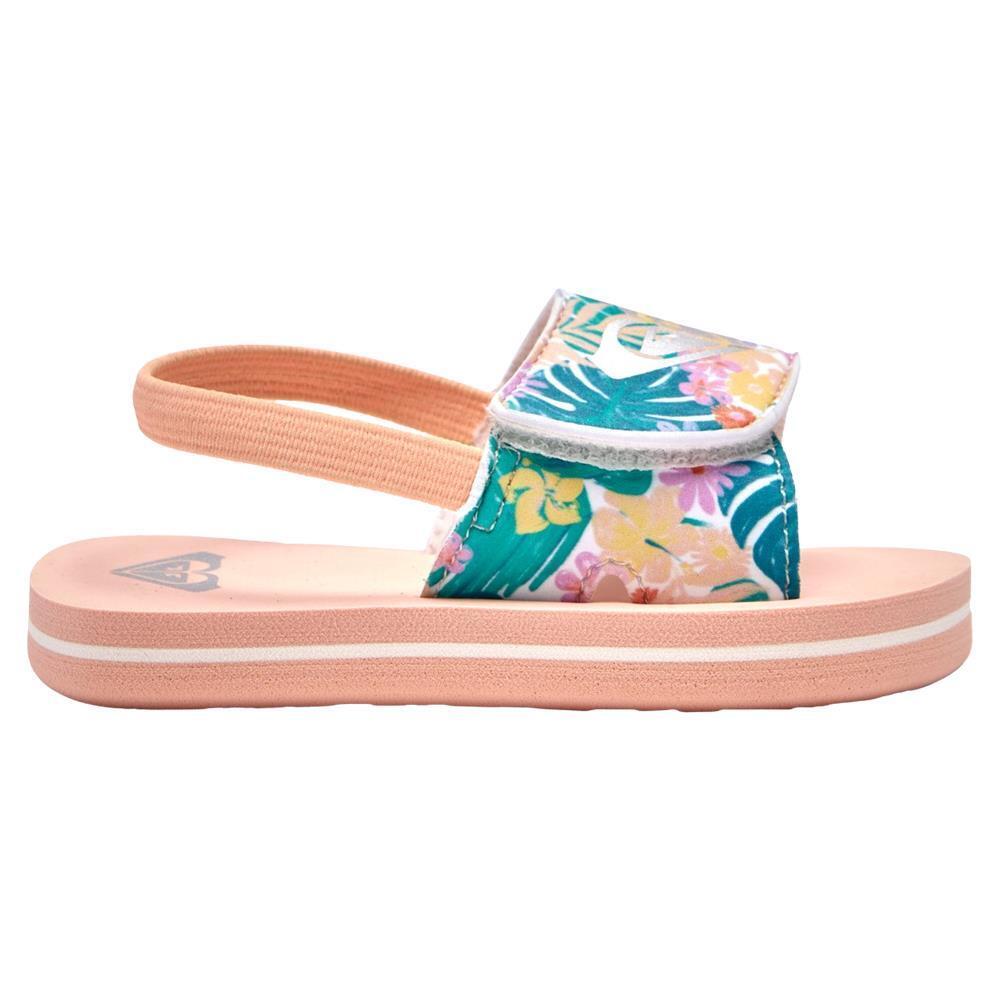 Roxy Girls Finn Toddler Floral Peach Parfait Adjustable Beach Sandals