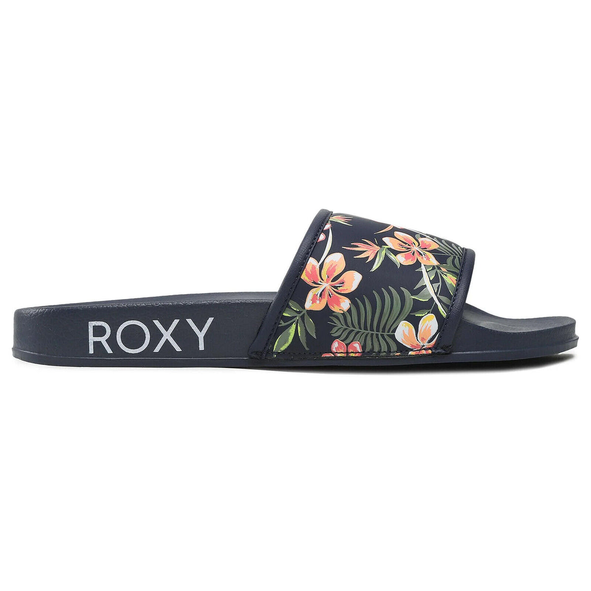 Roxy Shell Sandals Roxy Ladies Slippy Tropical Floral Navy Slider Beach Sandals – Hirst ...