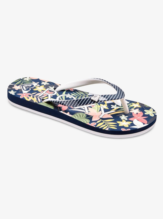 Roxy Girls Pebbles VII Navy Multi Flip Flops Beach Sandals
