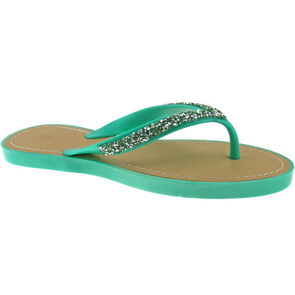 LADIES CASUAL SUMMER SANDALS FLIP FLOPS SIZE UK 3 - 8 BLACK GREEN NUDE LP3835