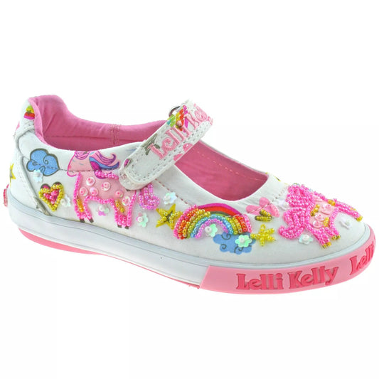 Lelli Kelly LK9050 (BA02) White Fantasy Unicorn Dolly Shoes